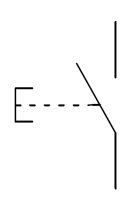 Elektrosymbol for startknapp med normalt åpen kontakt.