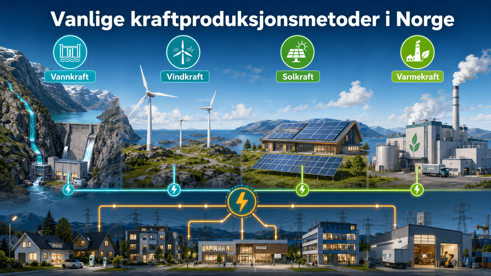 Vindturbin som bruker vind til å produsere elektrisk energi.